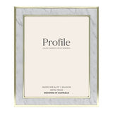 Luxurious Terrazzo Marble Metal Photo Frame with gold edges, velvet backing, and glass front; versatile for portrait or landscape display.