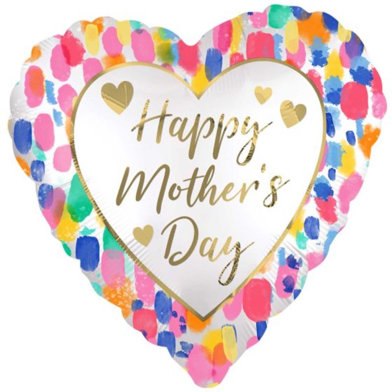 Vibrant 45cm Happy Mother's Day foil balloon in watercolor design, perfect for celebrations and heartfelt gifting.