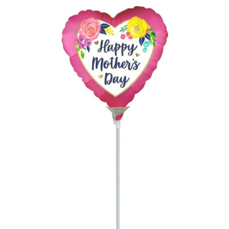 22cm pink satin balloon with watercolor floral design, perfect for Mother's Day celebrations and heartfelt gifts.