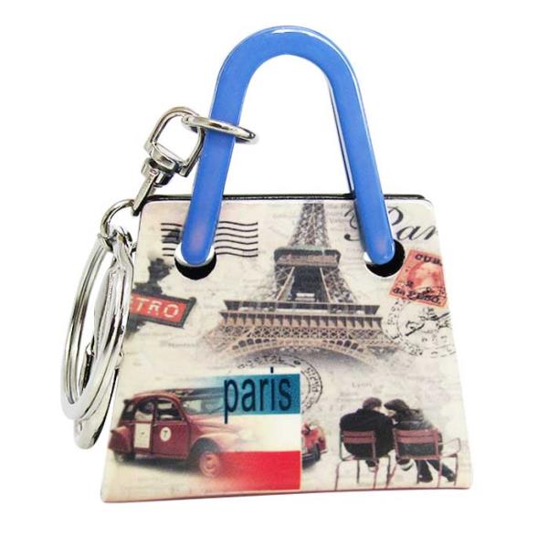 Chic acrylic Key Ring Hand Bag - Paris Romance, perfect for keys and cards, measuring 6.0cm x 7.0cm, stylish and elegant.