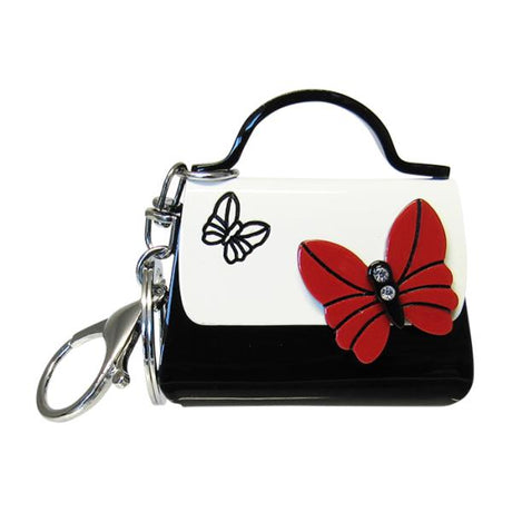 Elegant acrylic keyring shaped like a handbag, 6cm square, perfect for stylishly organizing keys or accessories.