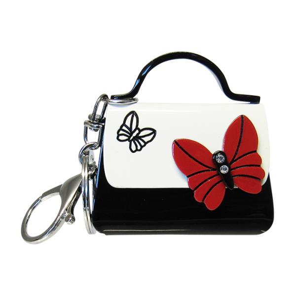 Elegant acrylic keyring shaped like a handbag, 6cm square, perfect for stylishly organizing keys or accessories.