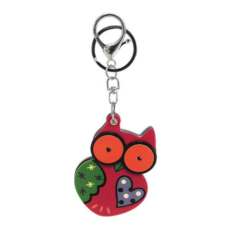Owl-shaped keyring with a compact mirror, 7.5 x 5.5 cm, combining charm and functionality for on-the-go beauty checks.