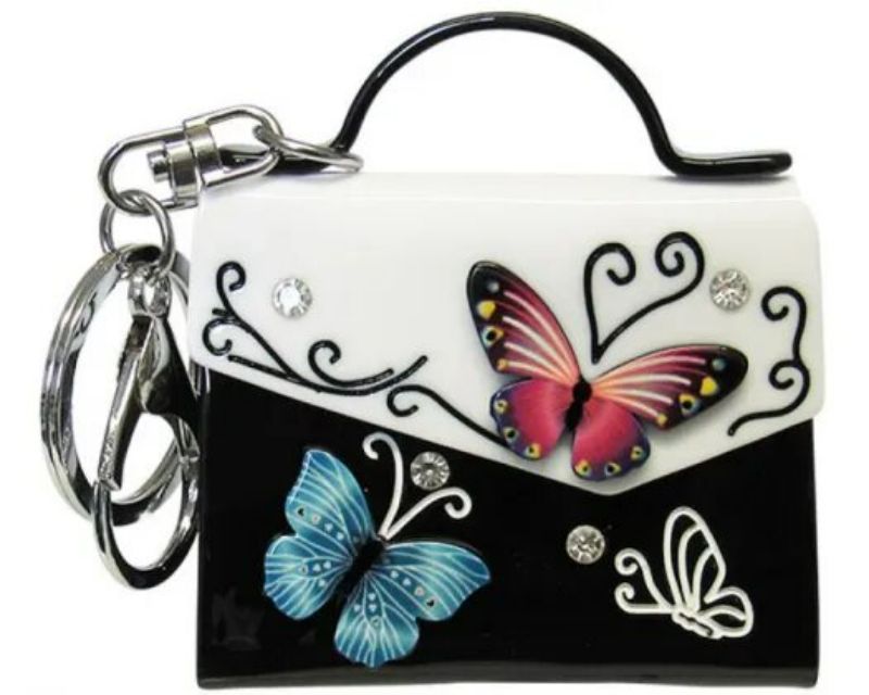 Keyring Handbag - Butterfly Retro (7cm)