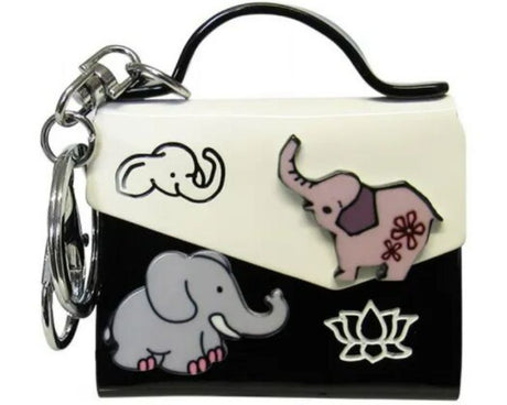 A vibrant 7cm elephant-themed acrylic keyring handbag, perfect for adding charm and style to your keys.