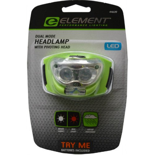 Element Led Headlamp with Pivot Head  Includes 3x Aaa