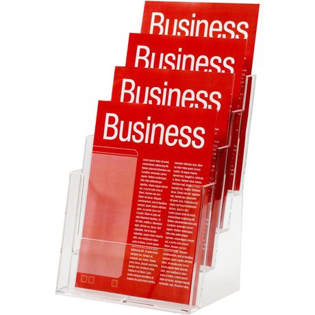 Esselte Brochure Holder A4 with 4-tier design, ideal for displaying brochures and flyers in a professional, organized manner.