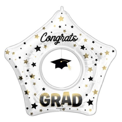 Vibrant ombre foil balloon featuring a graduation cap, perfect for celebrating grad achievements at festive events.