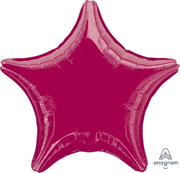 Self-sealing burgundy star foil balloon (45cm) adds elegance to celebrations, perfect for any party decor.