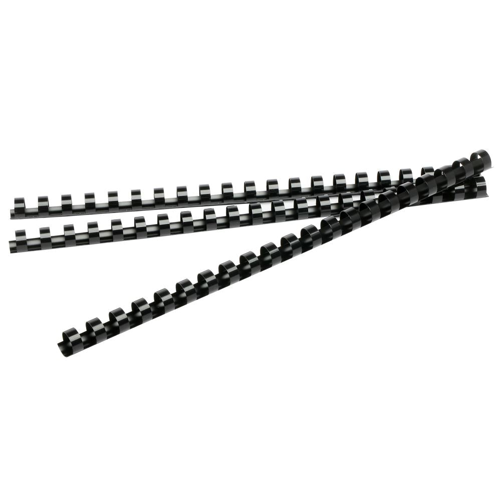 Rexel 8mm black binding combs for seamless document binding, holds up to 100 sheets, fits standard binding machines.