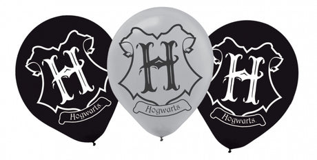 Colorful Harry Potter-themed latex balloons, 30cm, perfect for magical parties and celebrations, pack of 6.