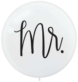 Large 60cm "Mr And Mrs" latex balloons, perfect for weddings and anniversaries, adding charm and color to celebrations.