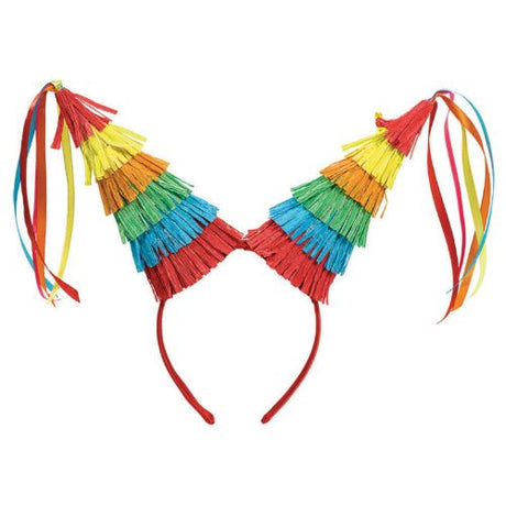 Colorful Pinata Headband (26cm x 26.6cm) for festive celebrations, made from durable materials for comfort and fun.