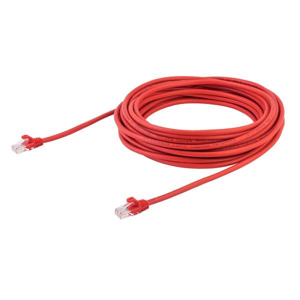 Cat5e Ethernet patch cable, 10m red with snagless RJ45 connectors for reliable, high-performance network connections.