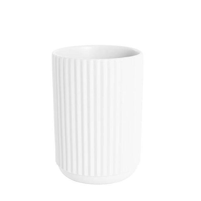Matte white ceramic Cyprus vase, 16x22cmH, perfect for flowers or plants, elevates modern home decor.