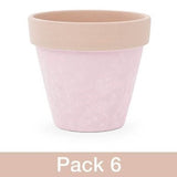 Light purple terracotta pot set of 6, perfect for indoor/outdoor plants, featuring optimal drainage and handcrafted design.