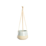 Ceramic dolomite hanging pot duo in sage color for stylish indoor/outdoor plant display, measuring 15.6x11.8cm.