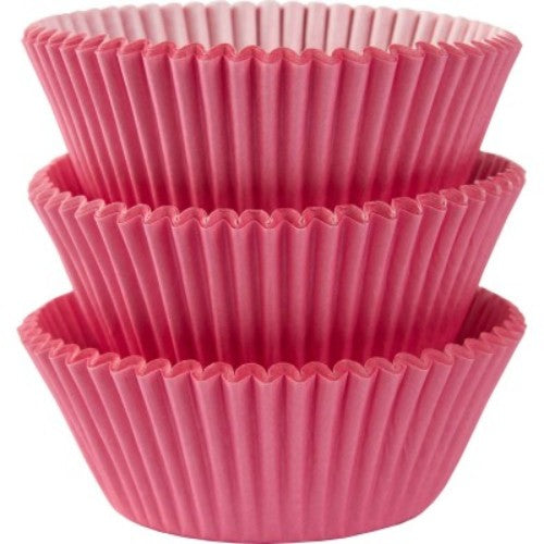 Vibrant pink cupcake cases for 2-inch cupcakes, pack of 75, perfect for adding color to any celebration.