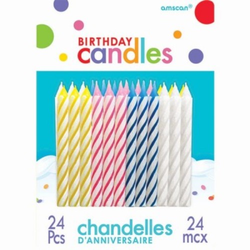 Candy Stripe Candle - Assorted - Pack of 24
