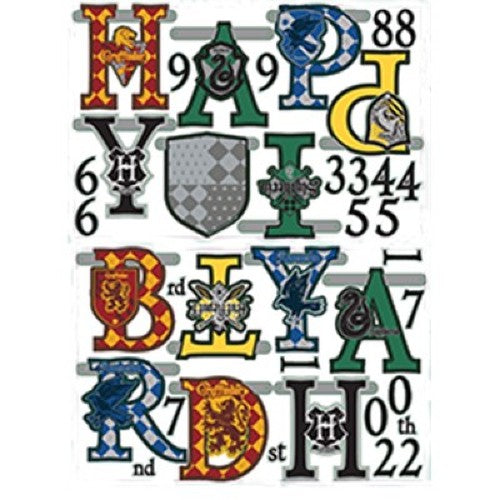 Colorful Harry Potter-themed banner measuring 10.5' x 10", customizable for any age, perfect for magical birthday parties.