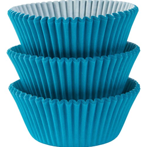 Mini Cupcake Cases in Caribbean Blue, pack of 100, perfect for baking mini treats and adding color to any event.