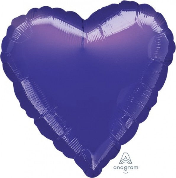 Self-sealing metallic purple heart foil balloon, 45cm, perfect for parties and celebrations. Elevate your event decor effortlessly.