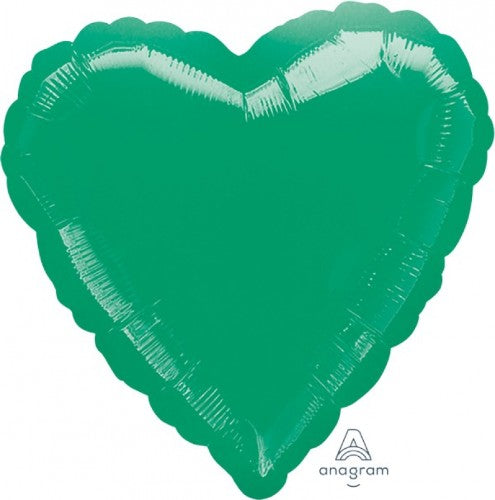 Heart-shaped Met Green balloon, 45cm, perfect for celebrations like birthdays and weddings, adding joy and color to events.