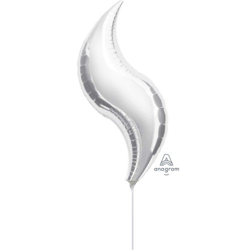 Elegant 48cm silver curve foil balloon, perfect for modern party decor and stunning centerpieces.