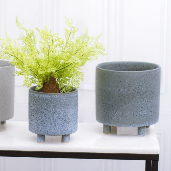 Vibrant blue ceramic Cresta pot, 15.5 cm, perfect for indoor/outdoor plants, enhancing any decor style.