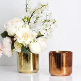Elegant brass gold metallic cylinder pot, perfect for indoor plants or decor, measuring 15.5 cm wide by 15 cm tall.