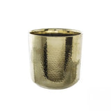 Metallic cylinder brass gold pot, 15.5 cm wide, 15 cm high, perfect for stylish plant displays and home decor.