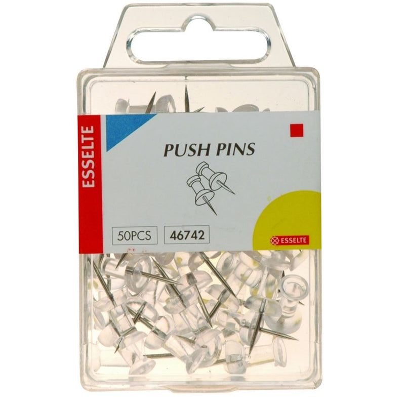 Esselte Push Pins Clear Pk50