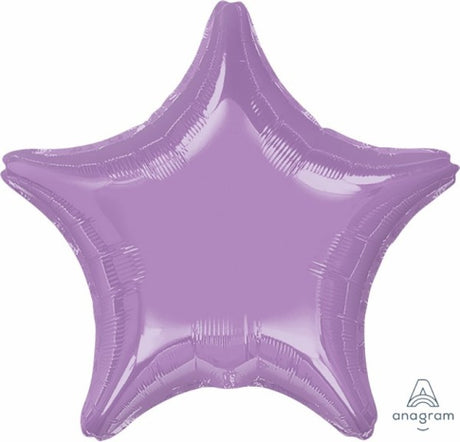 Lavender star-shaped foil balloon, 45cm, self-sealing for easy use, perfect for celebrations and adding elegance to events.