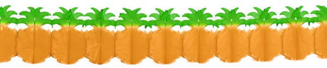 Vibrant 12' pineapple tissue paper garland, perfect for tropical-themed events and adding a festive touch to any celebration.