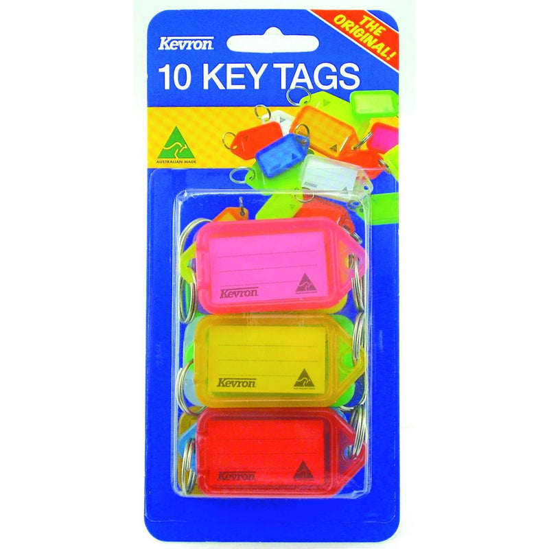 Kevron Key Tags ID38 Fluoro Assorted Pack 10