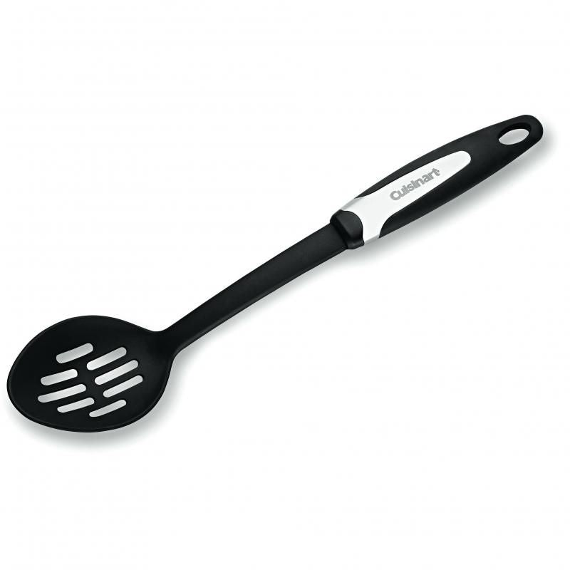 Cuisinart Soft Touch Slotted Spoon in nylon, heat-resistant and non-stick safe, perfect for serving and cooking dishes.