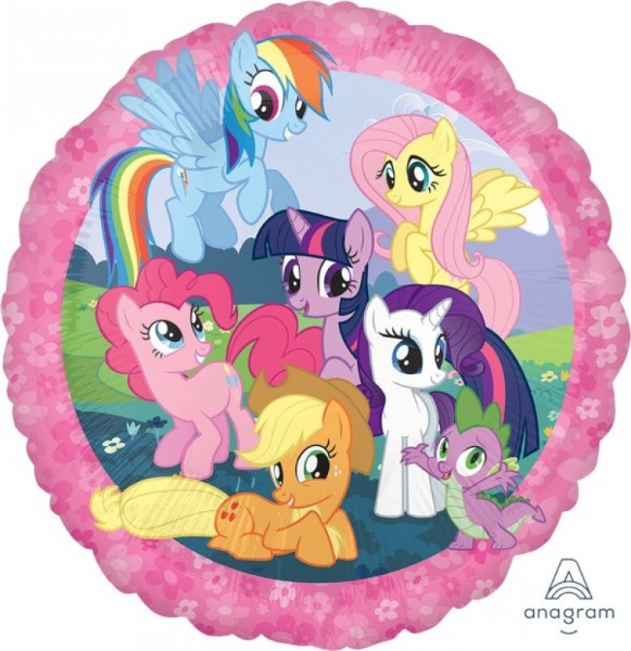 Vibrant 45cm foil balloon featuring My Little Pony characters, perfect for birthday parties and themed celebrations.