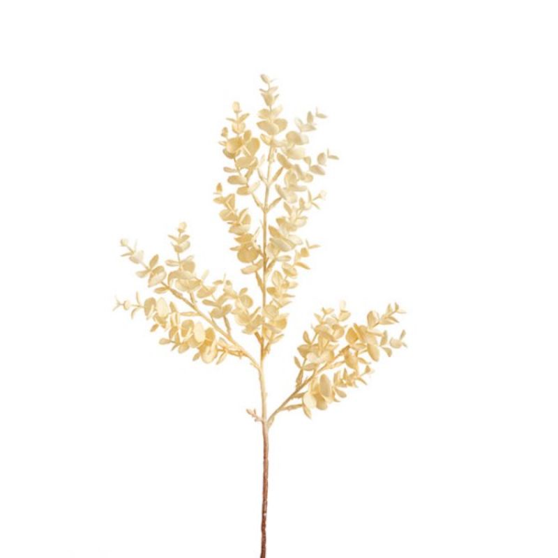 Elegant 62cm artificial eucalyptus baby leaf spray in cream, perfect for adding greenery to home or office decor.