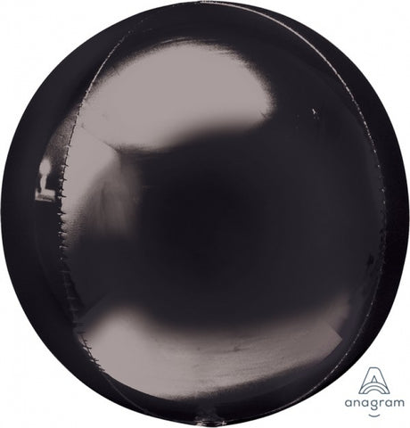 Large black self-sealing foil balloon, 38cm x 40cm, perfect for elegant events and party decor.