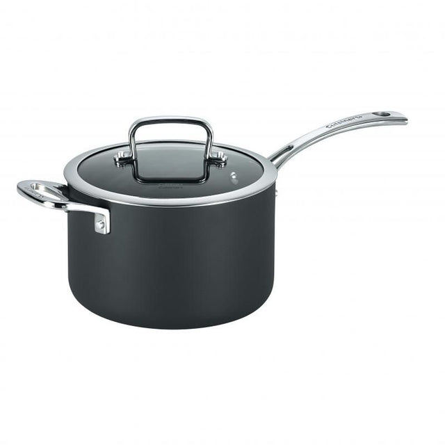 Cuisinart 20cm saucepan with helper handle, hard anodized aluminum, non-stick, induction compatible, perfect for versatile cooking.