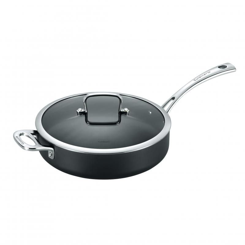 Cuisinart 28cm sauté pan with helper handle, non-stick, induction-friendly, ideal for versatile cooking and easy cleanup.