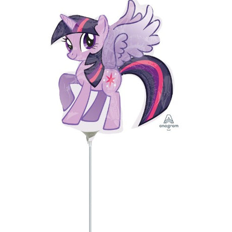 Mini Shape My Little Pony balloons featuring Twilight Sparkle and Pinkie Pie, perfect for kids' parties and themed events.