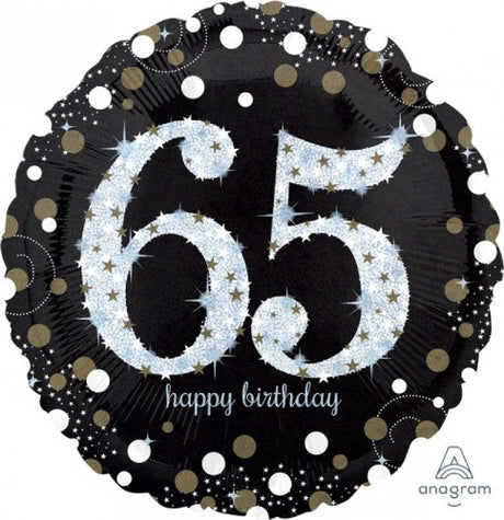 Holographic 6th birthday balloon, 45cm, self-sealing foil with a sparkling design, perfect for festive celebrations.