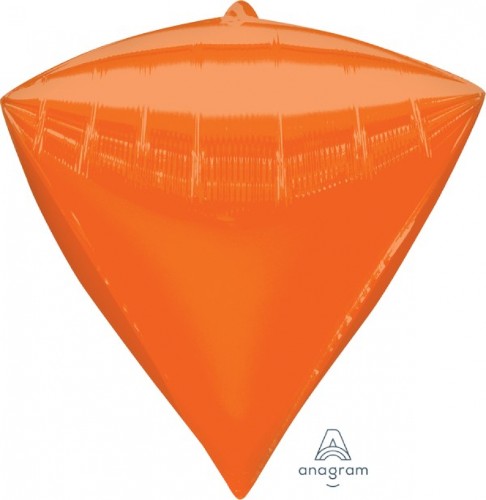 Diamond-shaped orange foil balloon 38cm x 43cm, perfect for vibrant party decor and celebrations.