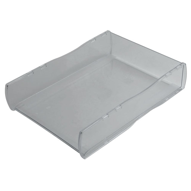 Clear document tray by Esselte, 355 x 261 x 75mm, versatile and stackable for organized workspace.