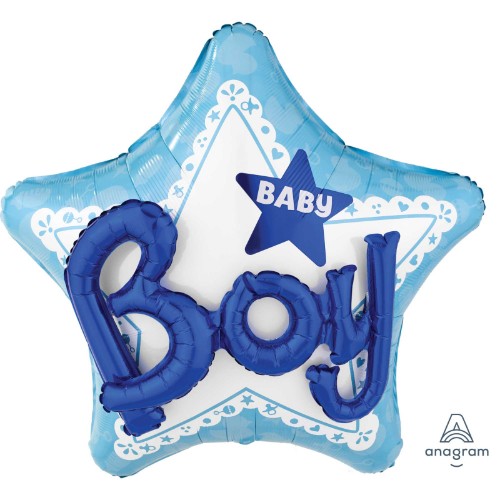 Vibrant multi-colored balloons for celebrating a baby boy's arrival, perfect for parties and photo opportunities.