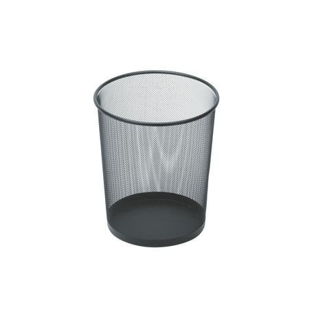 Stylish black 10L mesh bin from Esselte, ideal for paper waste and enhancing workspace organization.