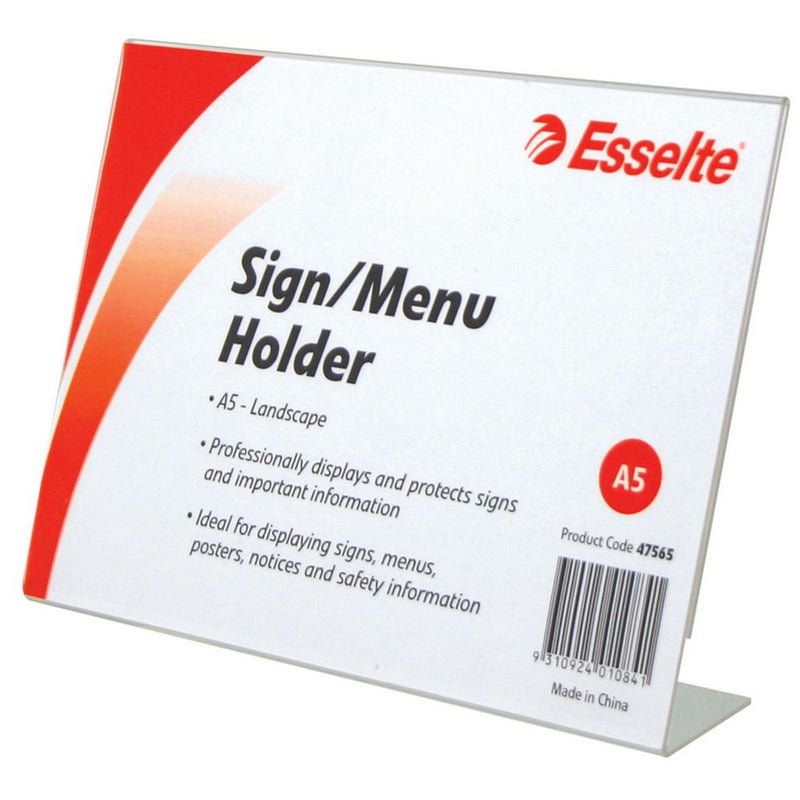 Esselte Sign/Menu Holder Slanted L/S A5 Clear