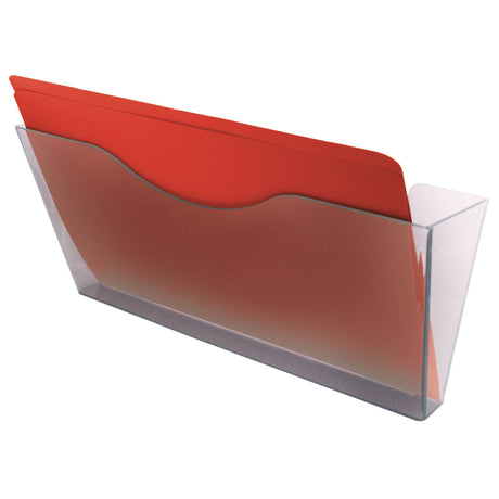 Clear landscape document pocket wall mount for organized office storage, ideal for records and efficient access.