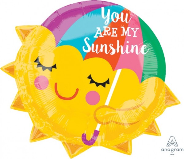 Xtra-large foil balloon shaped like 'You Are My Sunshine', vibrant and festive for celebrations and events.
